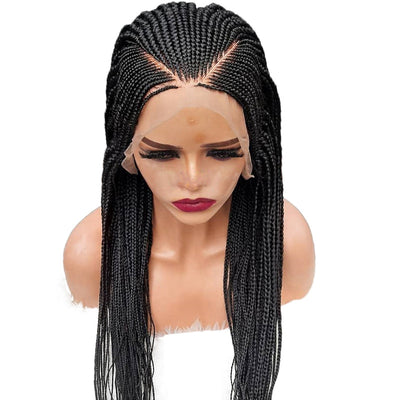 13x6 Braided Wigs Synthetic Lace Front Wig Blac