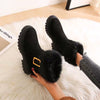 Rabbit Fur Round Toe And Velvet Platform Snow Boots