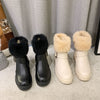 Rabbit Fur Round Toe And Velvet Platform Snow Boots