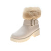 Rabbit Fur Round Toe And Velvet Platform Snow Boots