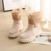 Rabbit Fur Round Toe And Velvet Platform Snow Boots