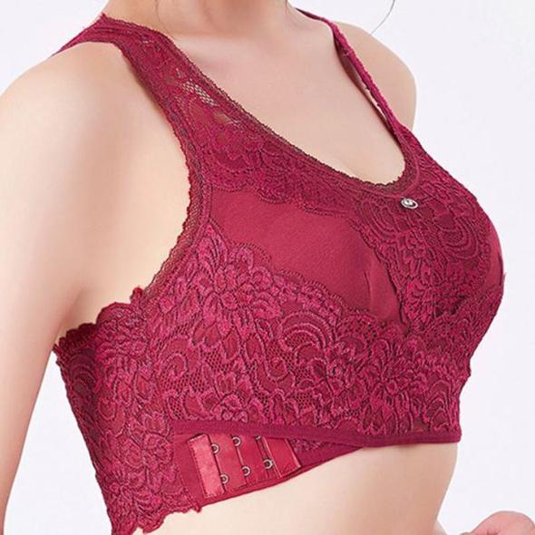 Cross Side Buckle Wireless Lace Bra