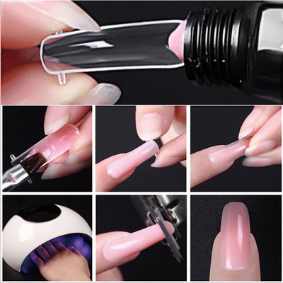 14pcs/kit Poly Gel Kits 30g French Nail Art Clear Camouflage Color Nail Tip Form Crystal UV Gel Polygel Slice Brush Nail Gel