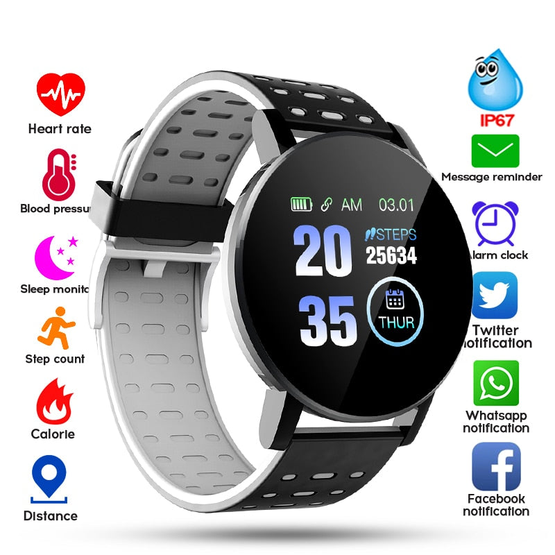 Men And Women Bluetooth Blood Pressure Smartwatch  WhatsApp For Android IOS Smart Clock