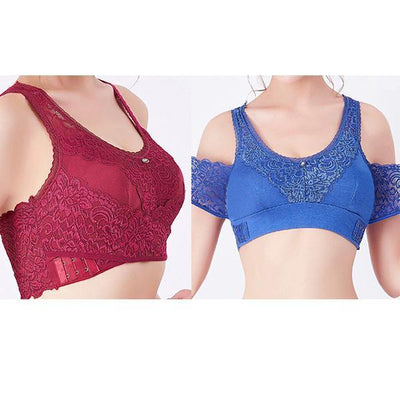 Cross Side Buckle Wireless Lace Bra