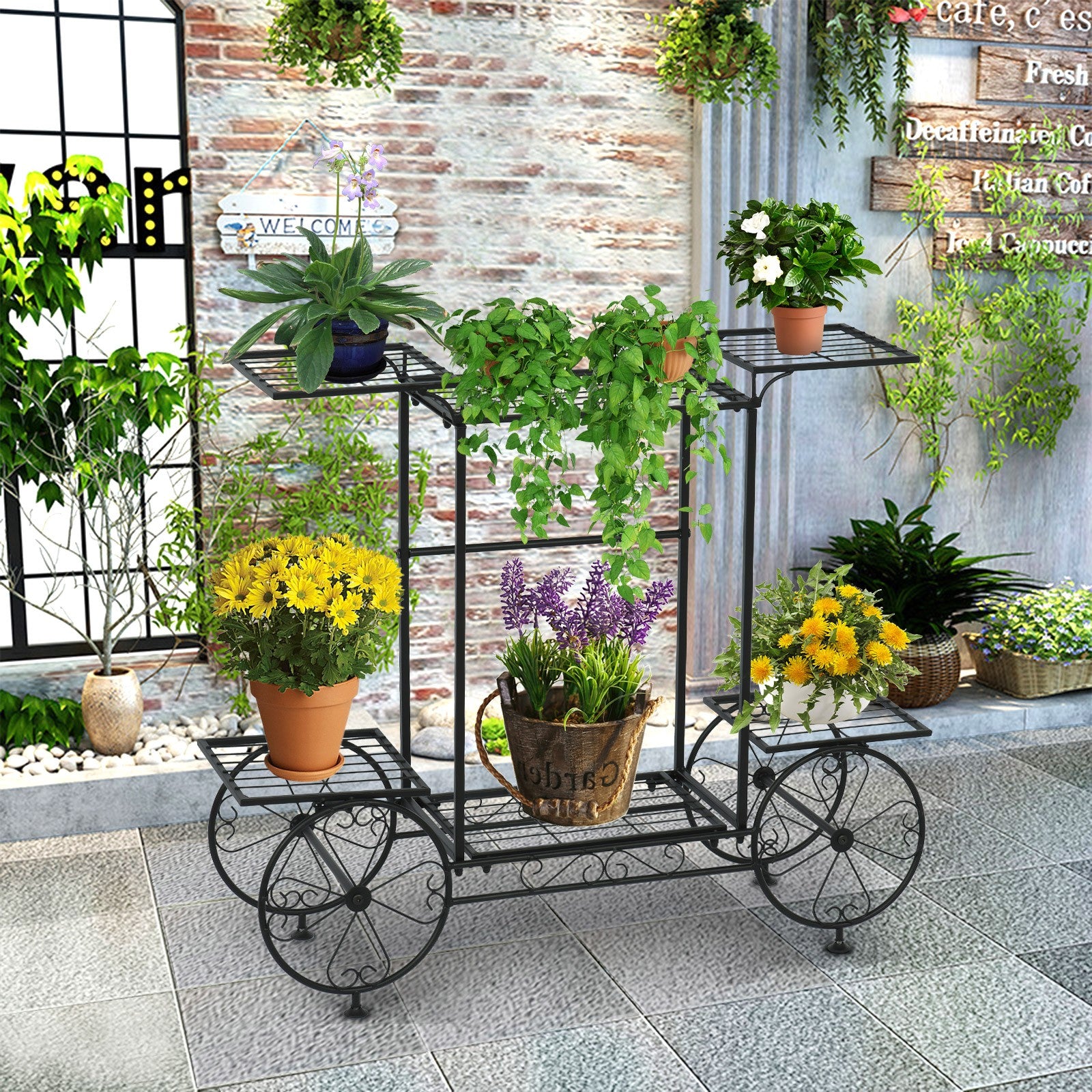 Garden Cart Stand & Flower Pot Plant Holder.