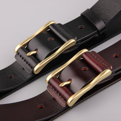 Brass Buckle Men's Belt Casual Denim